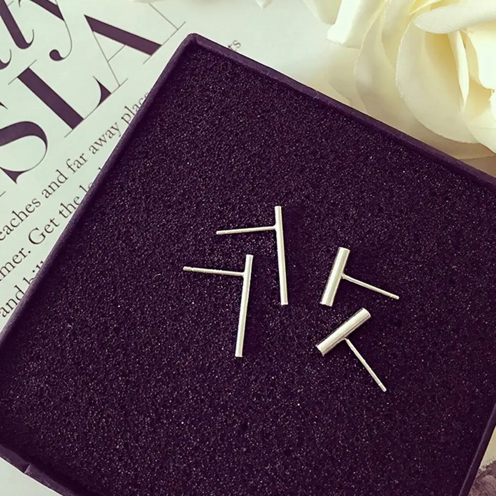 Fashion Simple Style Small Straight Stick Earrings Fresh Line Pure Silver Plated Long Slender Ear Nail Earring For women | Украшения и