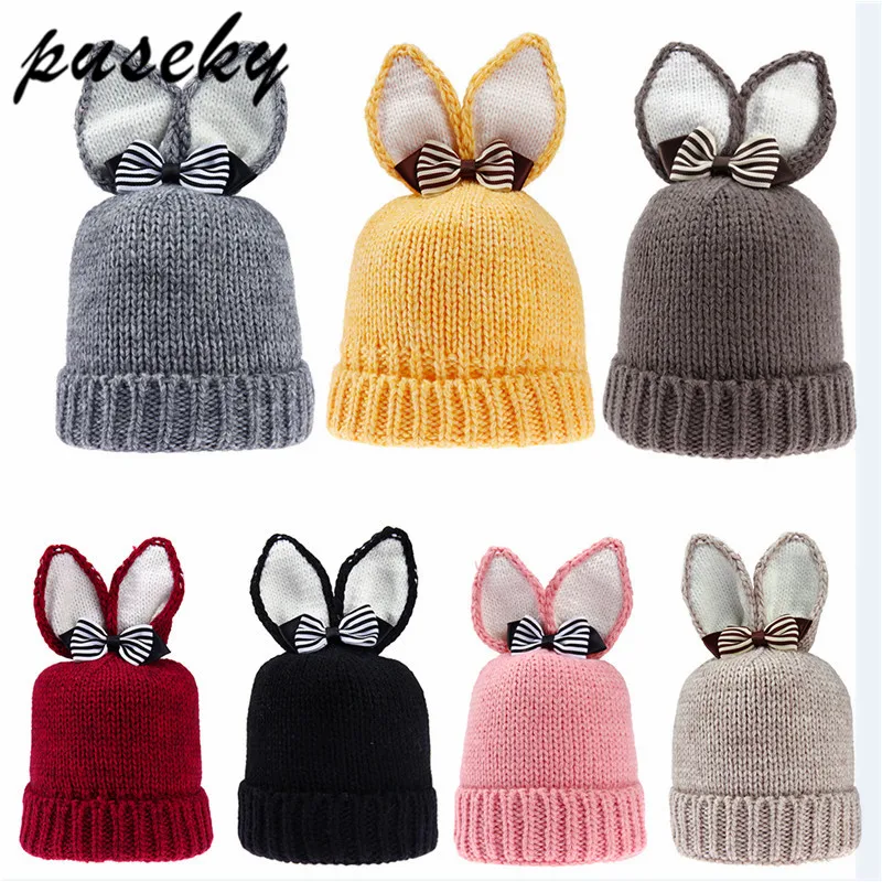 Winter Newborn Baby Hat Rabbit Ear Girls Boys Handmade Crochet Knitted Costume Soft Warm Caps Photography Props Accessories | Детская