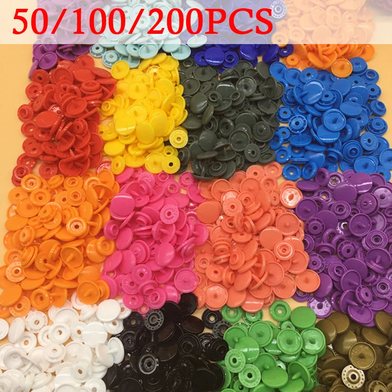 

100/200 Sets T5 Baby Resin Snap Buttons Plastic Snaps Clothing Clip Garment Accessories Press Stud Fasteners Poppers