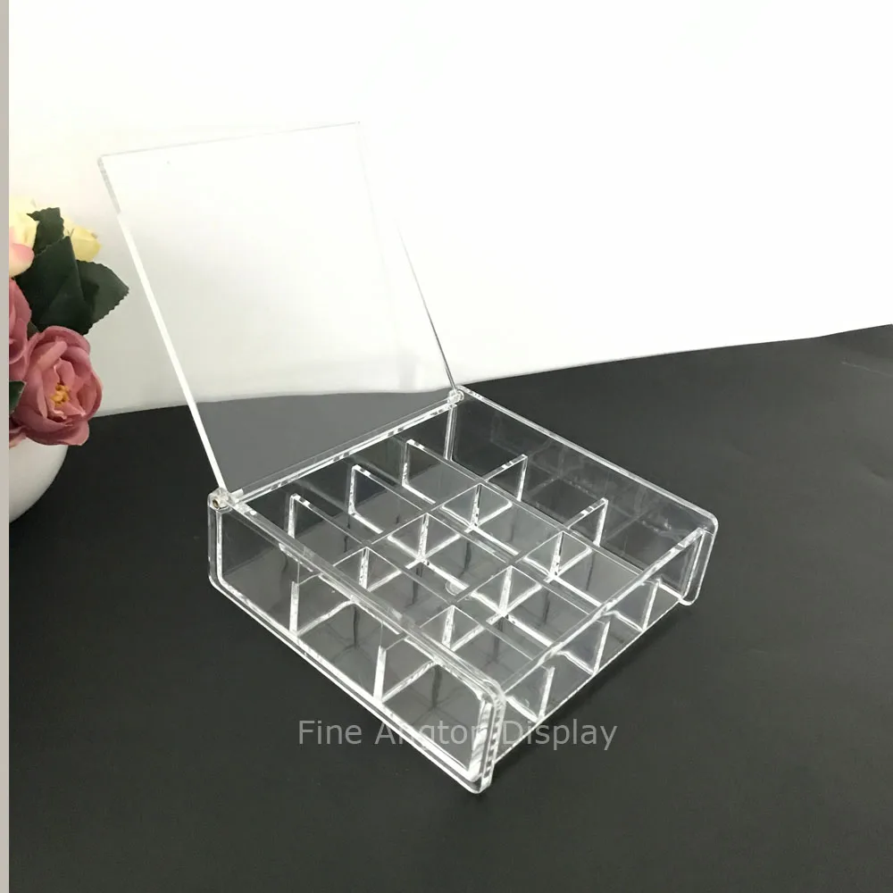 Transparent Acrylic Jewelry Storage Display Box With 12 Grids