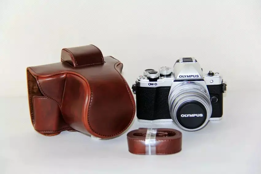 Чехол из искусственной кожи для камеры Olympus OM-D E-M10 Mark III EM10II EM10 III E-M10III - Цвет: Coffee