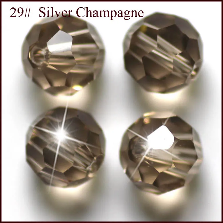 silver champagne Лампа работы стеклянный шарик 10 мм круглой формы бусины футбол чудесные Разноцветные Хрустальные Бусы для ткани аксессуары бусины - Цвет: silver champagne
