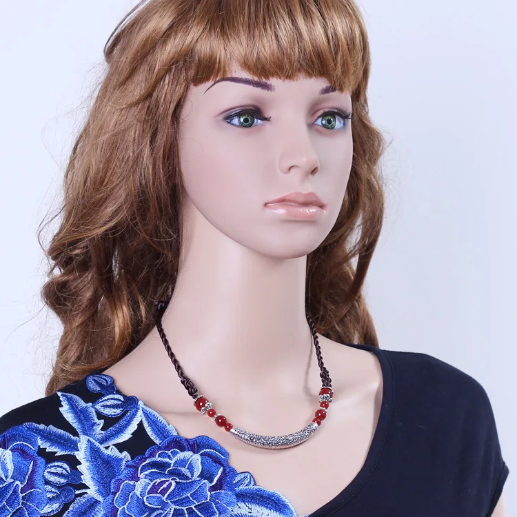 Ожерелье-чокер ручной работы из экзотического искусственного камня новое черное