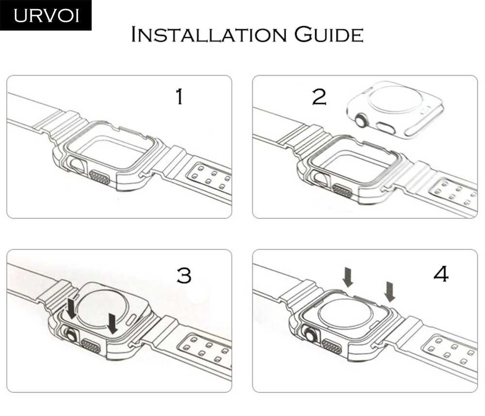 URVOI силиконовый ремешок с крышкой для apple watch 4 чехол iwatch протектор спортивный