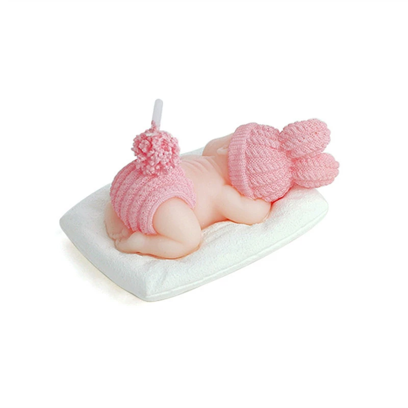pink Мини Спящий ребенок синий/розовый свечи DIY настольный дом сто дней День Рождения Свечи свадебные декоративные свечи сувениры подарки - Цвет: pink
