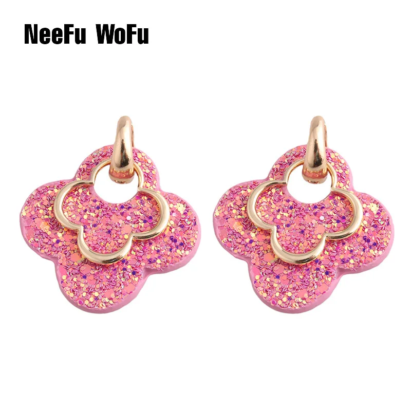 rose NeeFu WoFu большая серьга флэш клевер серьги из кожи Brinco ухо Леопард oorbellen Brinco Рождественский подарок Прямая с фабрики - Окраска металла: rose