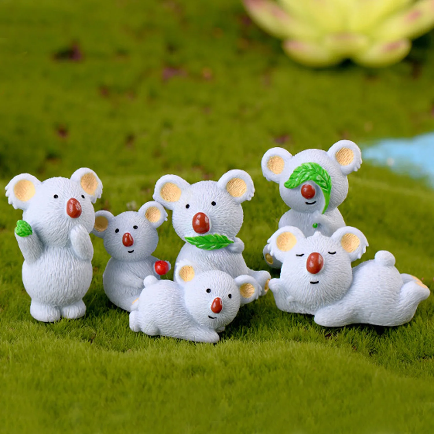 Милые Мультяшные каучуковые украшения коала 6 шт. миниатюрные садовые для