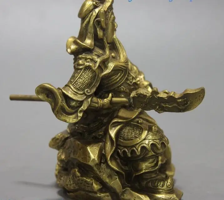 Китай (материк) Латунь Гуань Гун Скульптура Дракон боевых Бог богатства Статуя Юя
