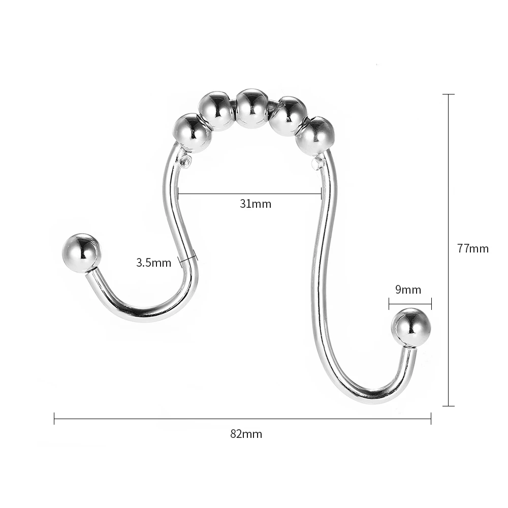 12 шт./компл. нержавеющие кольца для занавесок душа из нержавеющей стали