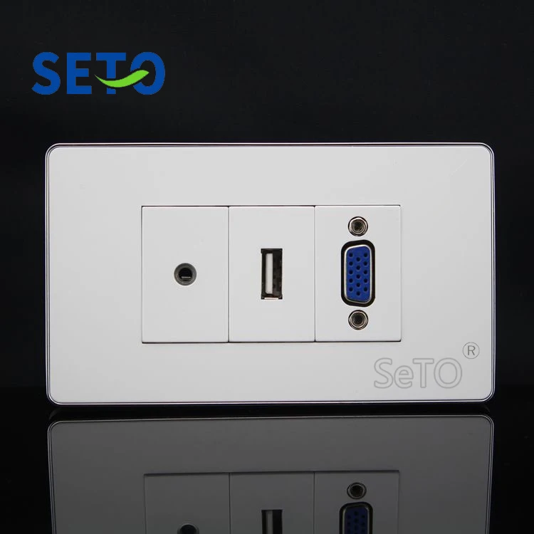 SeTo 120 тип 3 5 мм наушники + VGA USB Разъем Панель настенная пластина гнездо кейстон