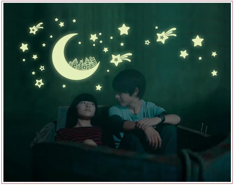 Светящиеся звезды романтический Луна дворец Наклейки на стену декоративные