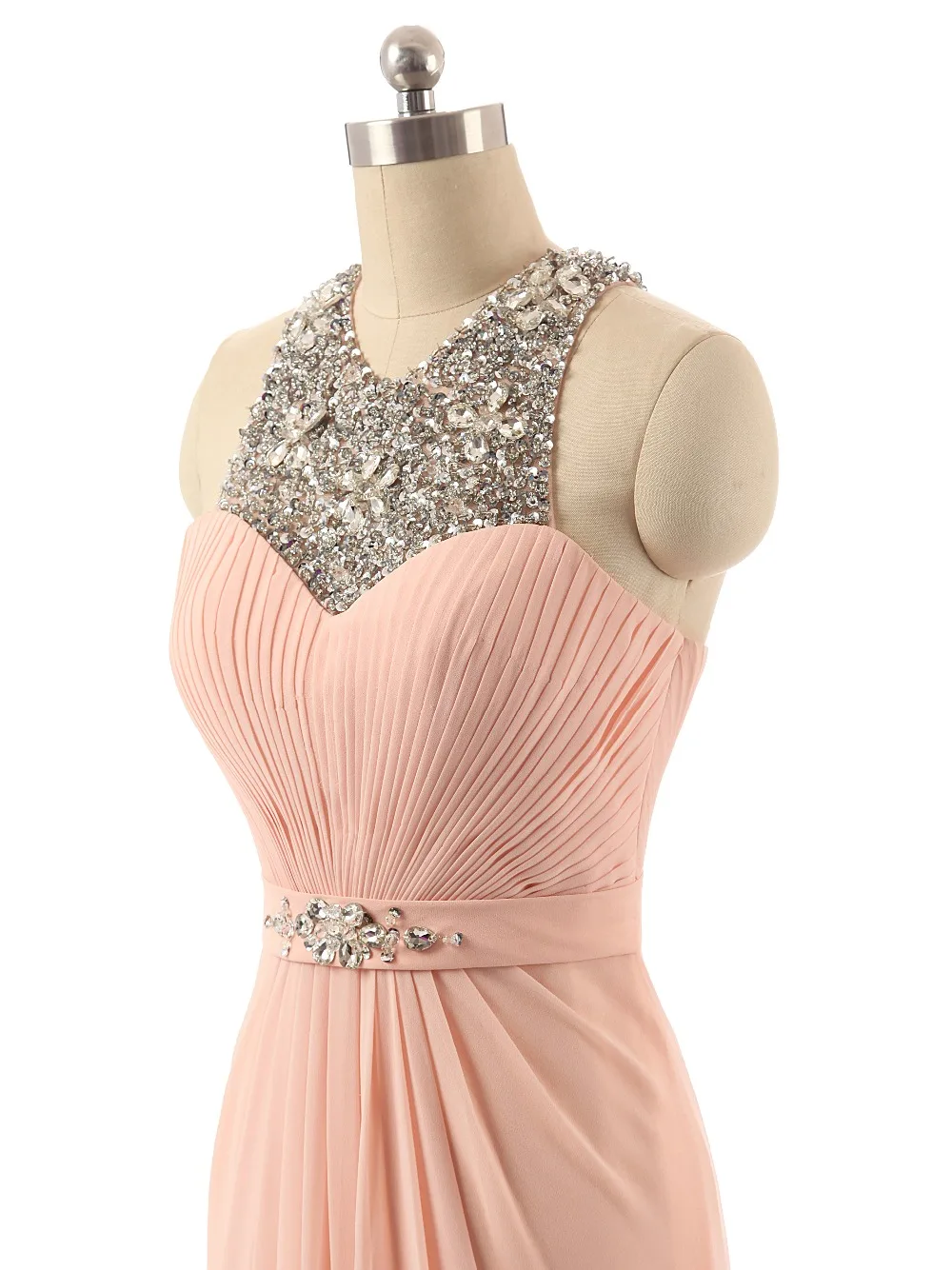 Вечернее платье Новые красивые выпускные платья 2017 года O-Neck без рукавов A-Line Длинное платье из бисера и шифона для вечерних мероприятий Формальные наряды.