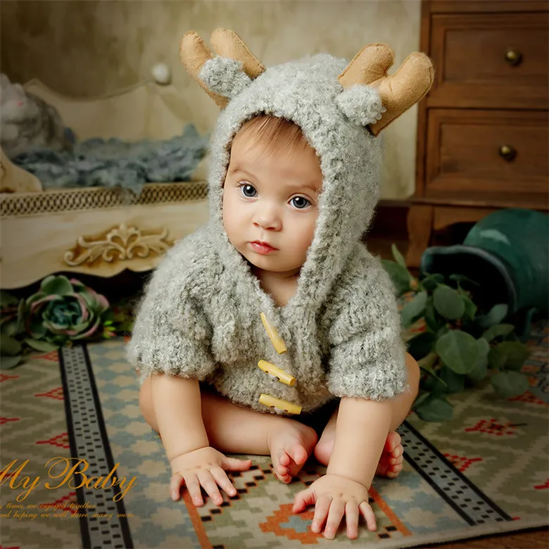 Hat clothes 2 Детская одежда для фотосессии шерстяной костюм ручной работы со шляпой для мальчиков от 3 до 5 месяцев, реквизит для фотосессии - Цвет: Hat clothes 2