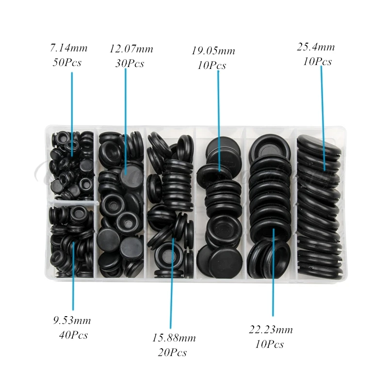 170 шт. черный резиновый набор колец держателей с отверстием для межсетевого