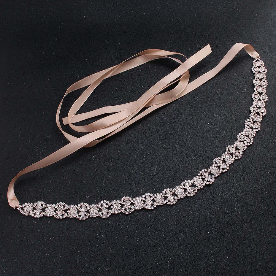 

Floralbride Rose Gold Color Clear Crystals Rhinestones Wedding Headband Bridal Stuio Hair Accessories Bridesmaids Belt Jewelry