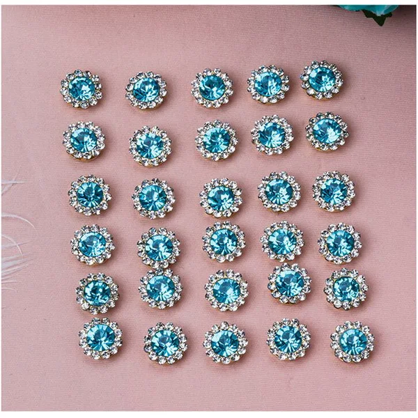 Gold Turquoise Круглые полимерные стразы стекло камень коготь Кристалл Пряжка кабошон база для DIY ремесло украшение для альбома - Цвет: Gold Turquoise