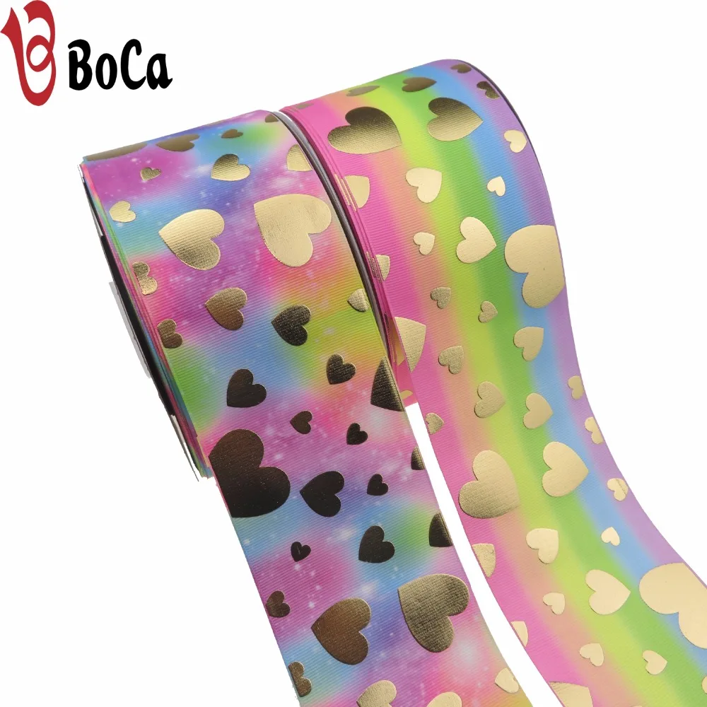 Дизайн 75 мм Радужная теплопередача День Святого Валентина Золотая фольга напечатанная лента