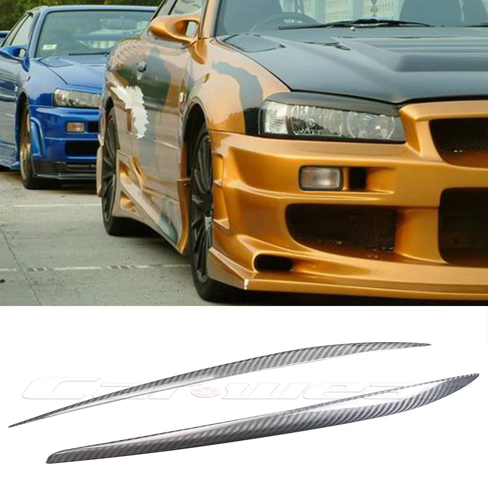 Skyline GTR R34 углеродное волокно Автомобильные фары брови крышка отделка наклейка