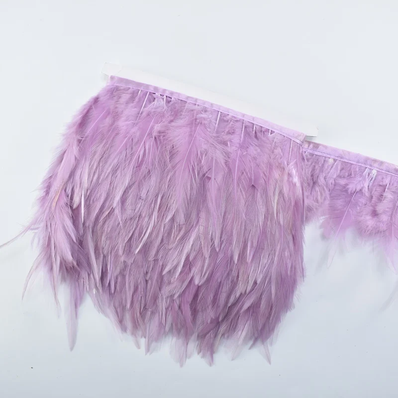 Light Light purple 2 м/лот ленты с бахромой и перьями фазана 10-15 см/4-" бордовые перья для рукоделия Одежда Свадебные украшения - Цвет: Light Light purple