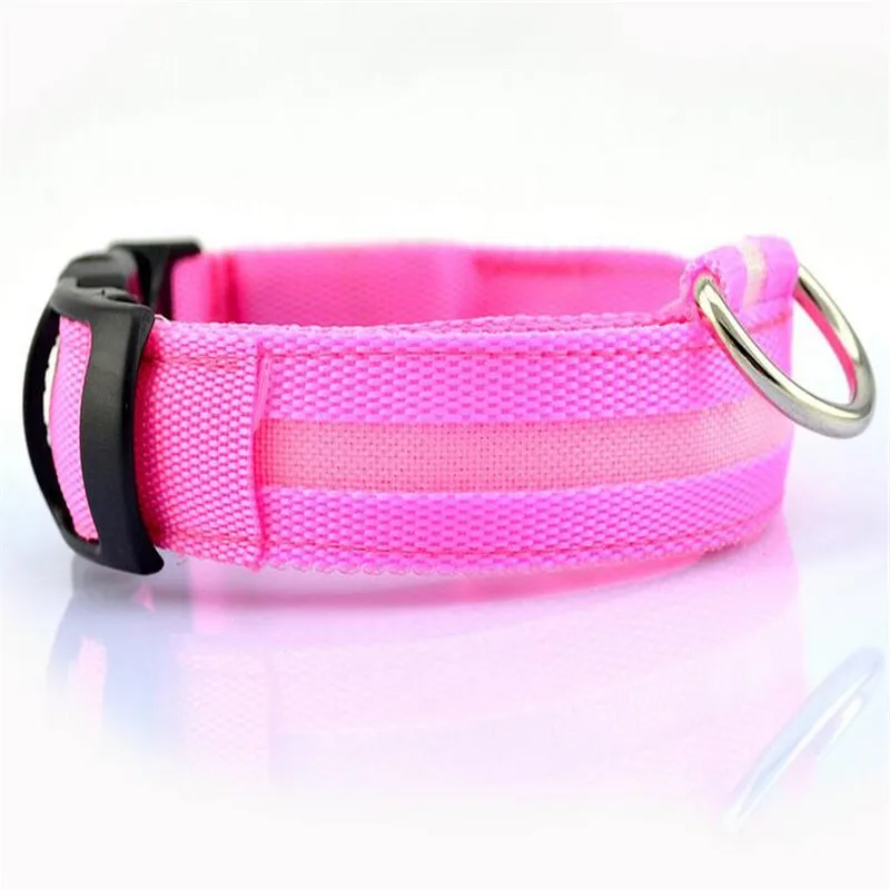 Pink CW001 нейлоновый собачий воротник вел свет ночная безопасность светящийся мигающий светится в темноте ошейник для собак Светодиодный для маленьких собак - Цвет: Pink