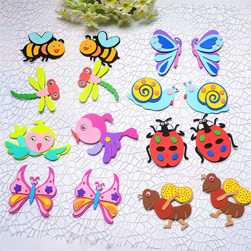 Декоративная наклейка пчела/бабочка/Птица/Стрекоза насекомые эва детский сад