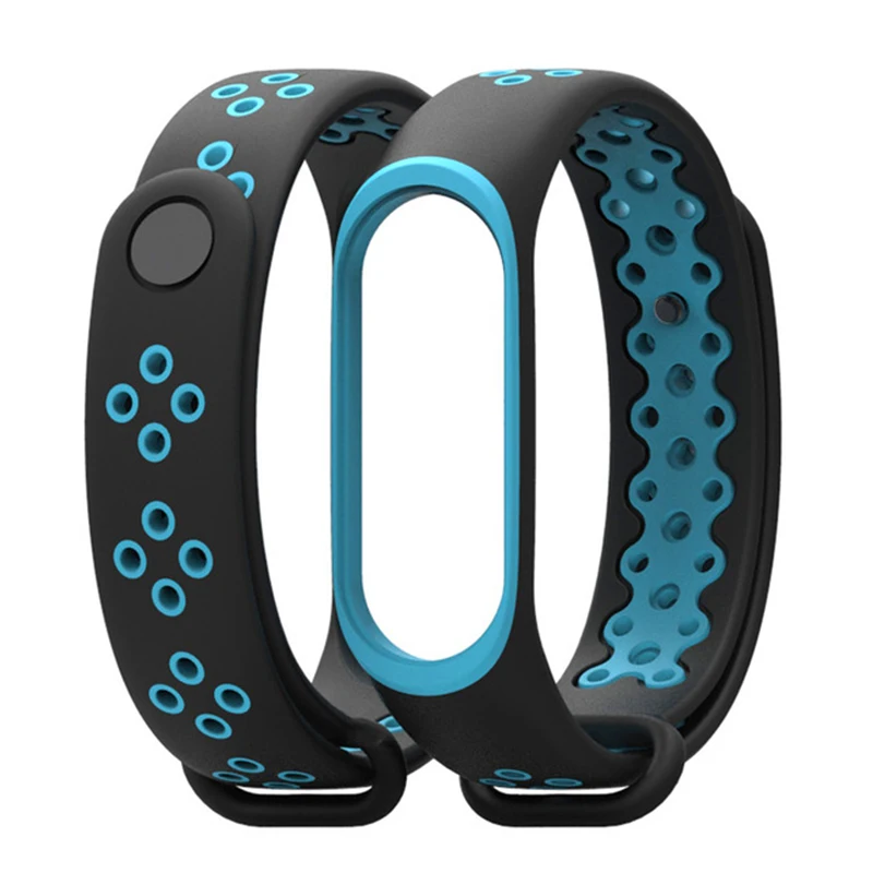 Ремешок для Xiaomi mi Band 3, ремешок для наручных браслетов mi Band 3, аксессуары для браслетов для Xiaomi mi Band 3, 4 - Цвет: Black blue