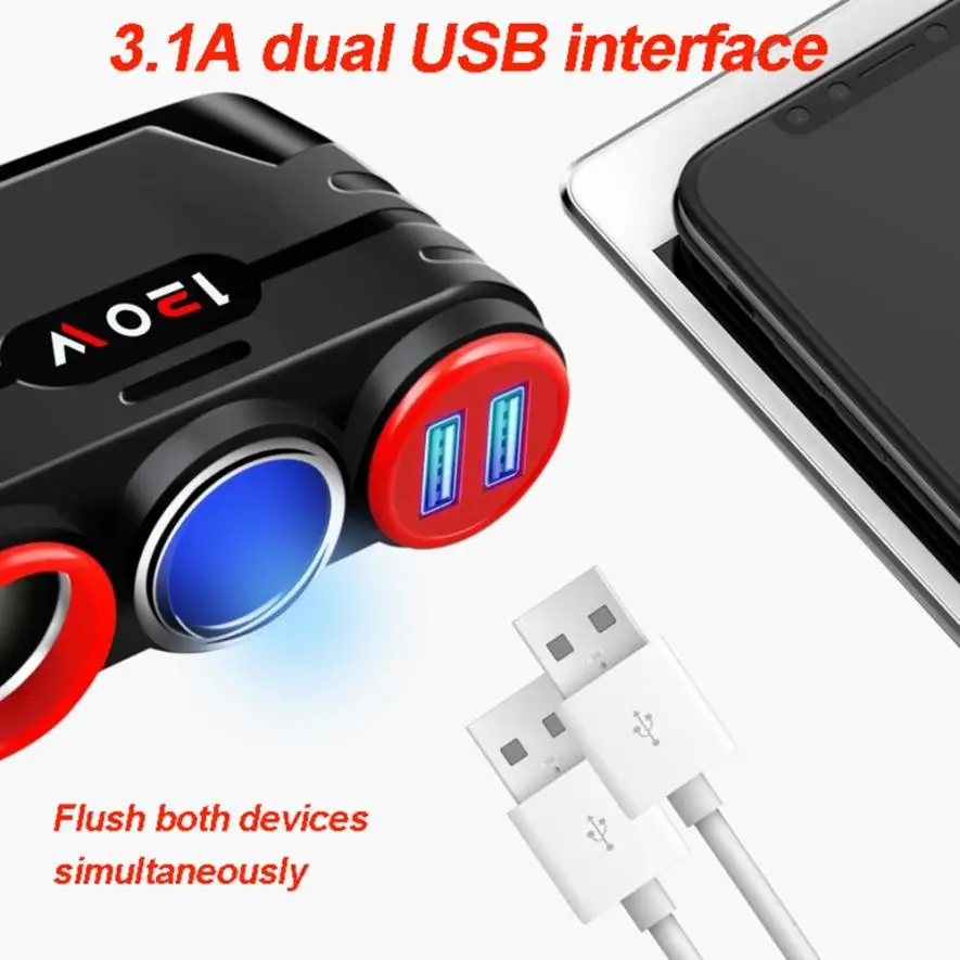 Высокое качество 100% новый мульти Автомобиль сигареты двойной USB 3.1A двойная