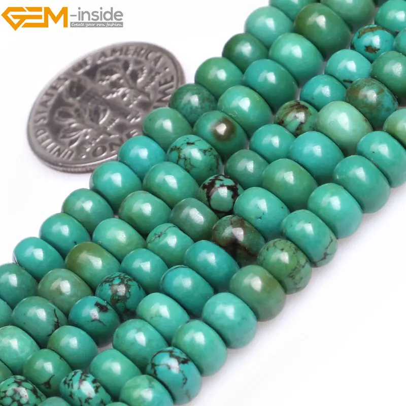 Драгоценный камень-внутри 5-10 мм Рондель гладкий зеленый старый бирюзовый камень