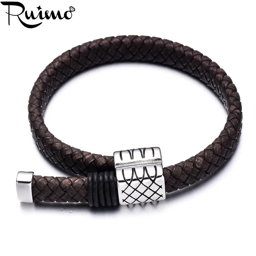 RUIMO винтажные простые мужские талисманы браслеты 316L из нержавеющей стали