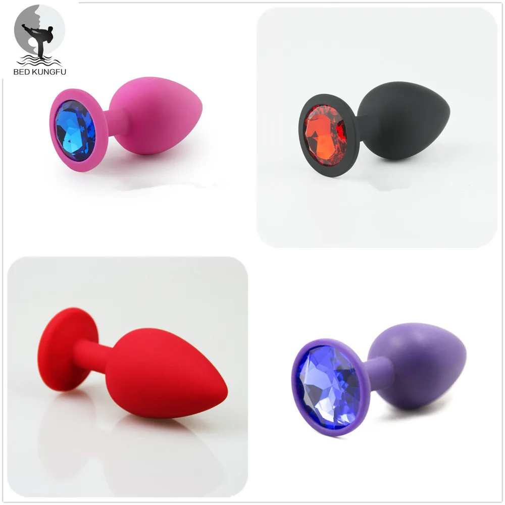 BED KUNGFU Silicone Anal Plug Red Pink Purple Black Anus Toys S M L Bead Suppository | Красота и здоровье