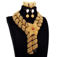 dudo store african jewellery gold and black nigerian necklace set for women 2 layers crystal beaded flower party jewelry set