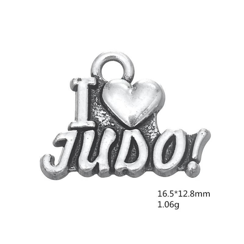 Антикварная Серебряная подвеска с надписью I LOVE JUDO древние подвески для