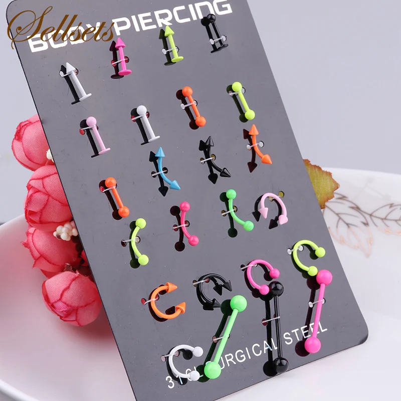 Sellsets 24 шт./лот 1.2*8*3 мм Разноцветные Циркуляр штангой Подкова кривая Спайк