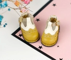1 пара 3 см Blyth Dolls T-stripe кожаная обувь карамельного цвета Doug для Azone Momoko Lati JerryBerry Holala 1/6 аксессуары для кукол - Цвет: yellow