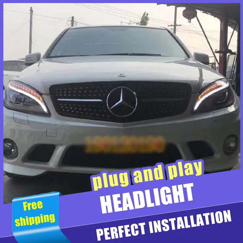 2 шт. автомобильный стиль светодиодный фары для Benz W204 2007-2011 для W204 Головной фонарь светодиодный объектив двойной луч H7 HID Xenon bi xenon объектив