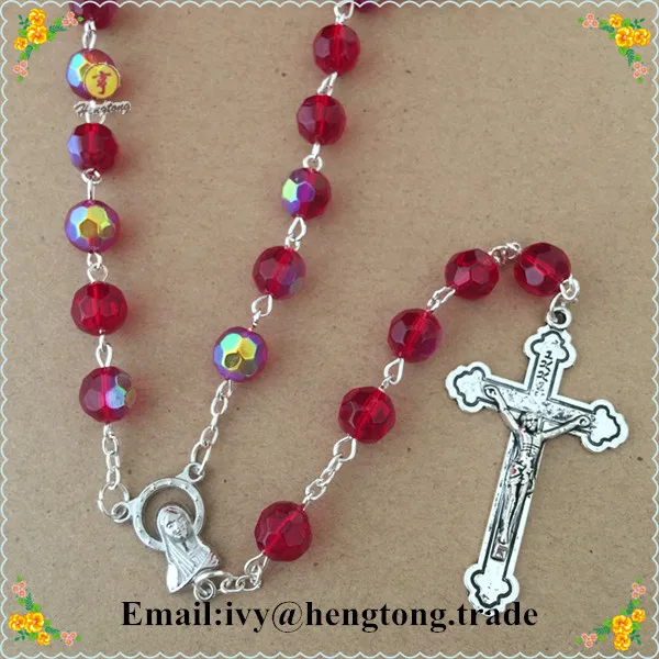 Ожерелье из красного стекла с гранями 8 мм фотоэлемент|rosary necklace|virgin marynecklace necklace |