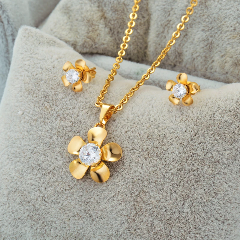 Женский комплект ювелирных изделий BAOYAN набор из нержавеющей стали с золотым