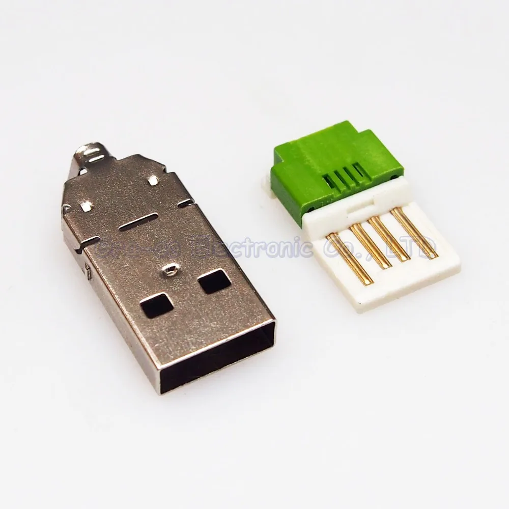 Штепсельная Вилка USB A 2 в 1 10 комплектов с металлическим корпусом 0 коннектор не