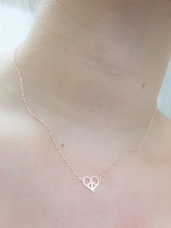 Трендовое золото/серебро и розовое золото символ мира кулон сердце женское