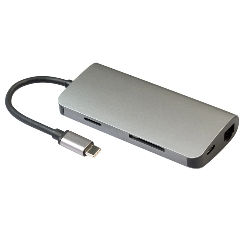 8 в 1 Usb 3 0 Type C концентратор для Ethernet + 4K видео Hdmi Pd Rj45 зарядный порт адаптер слот