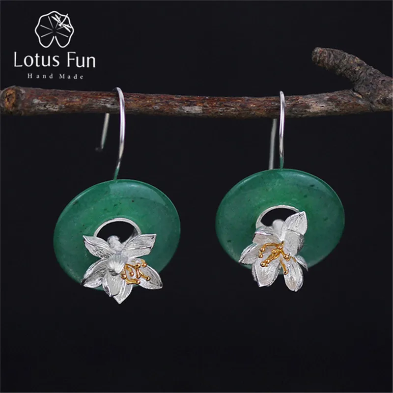 Lotus Fun реальные 925 серебро Натуральный камень творческий ручной Ювелирные