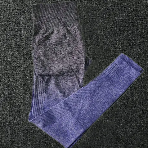 Purple Бесшовные леггинсы с эффектом омбре, женские штаны для йоги с высокой талией, эластичные штаны для занятий фитнесом, тренировочные колготки, леггинсы для бега, спортивные штаны - Цвет: Purple
