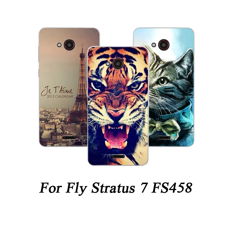 Мягкий чехол для телефона из ТПУ Fly Fs458 Stratus 7 силиконовые чехлы с рисунком волка
