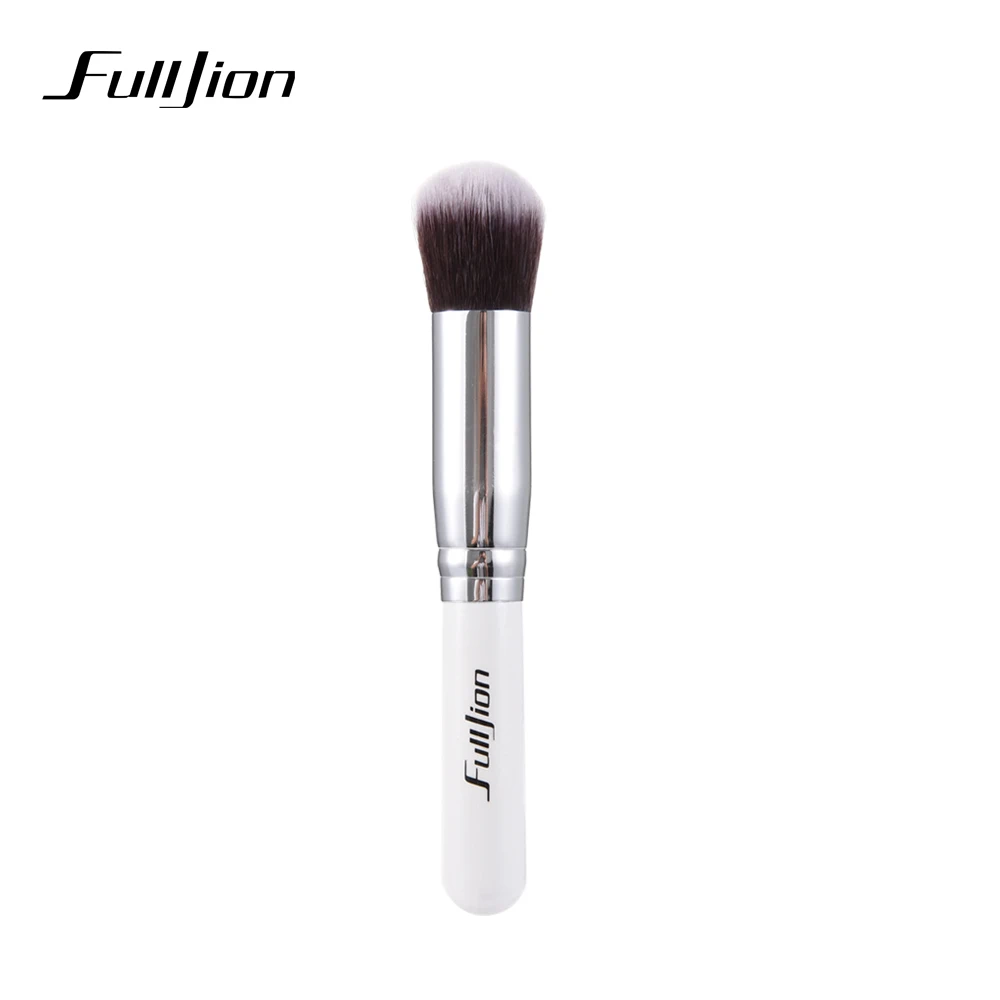 Fulljion 1 шт., кисть для румян, портативная многофункциональная кисть для румян, основа для пудры, кисти для макияжа, инструменты с деревянной ручкой, доступно 7 цветов - Handle Color: white silver