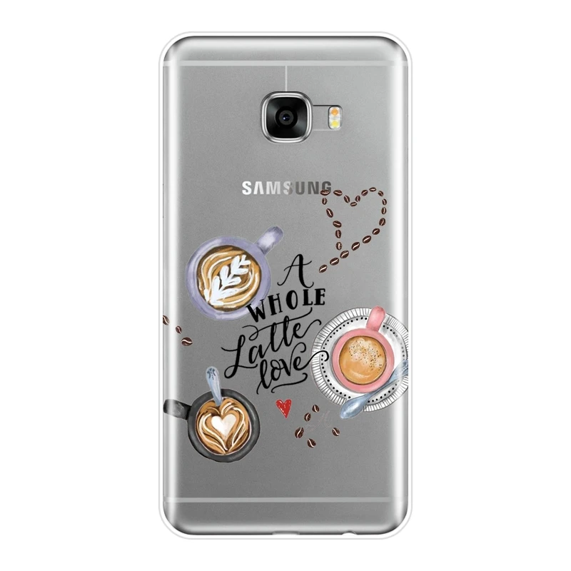 Мягкий чехол для телефона Samsung Galaxy C9 C7 C5 Pro Coffee Girl силиконовая задняя крышка в