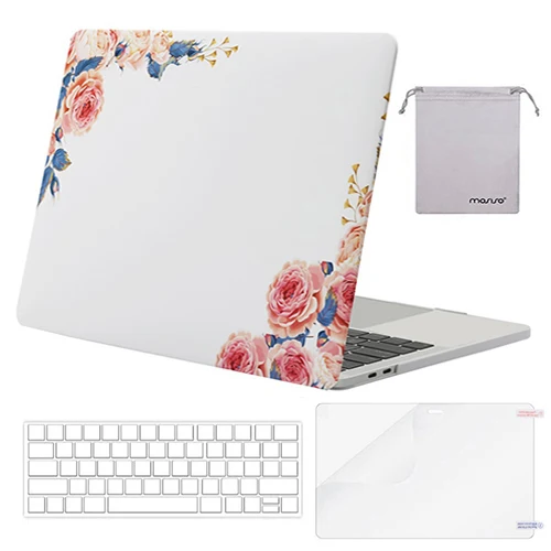 Mosiso ноутбук матовая поверхность Coque чехол для MacBook Air 13 Pro 13 15 15,4 16 retina Touch Bar+ силиконовый чехол для клавиатуры - Цвет: Peony White Base