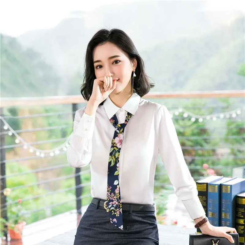 Новинка белые блузки и рубашки с длинным рукавом весна осень Женская деловая