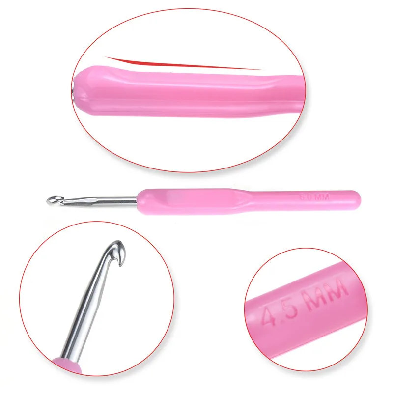 Набор крючков для вязания крючком 8 шт. Алюминиевые крючки с розовыми