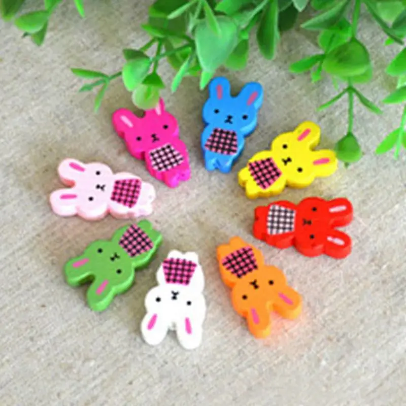 

100pcs/lot Wholesale Mixed Wood Beads Little rabbit Wooden Beads For DIY jewelry Finding 17*29MM 018001028