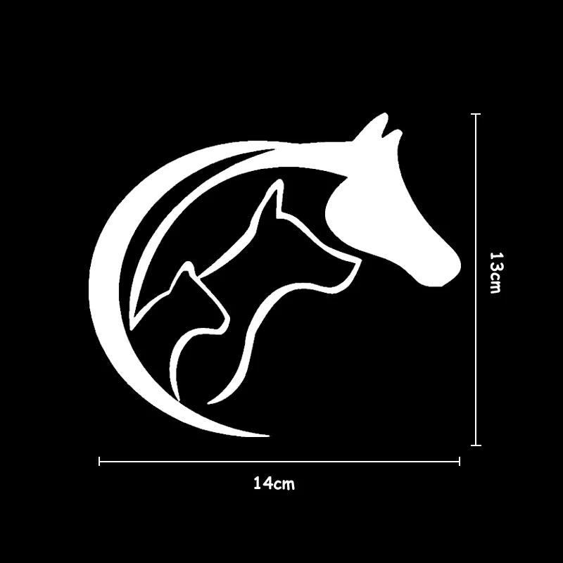 

BEMOST 14x13cm Car Styling Horse Cat Dog Animal Lover Love Heart Car Sticker Car Window Truck SUV Door Vinyl Decals